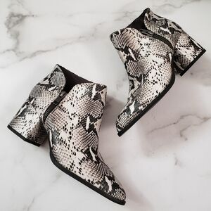 Seychelles Chaparral Snakeskin Ankle Boots Size 6.5 Bootie Leather Stack